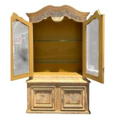 18th C Style Paint Decorated French Country Showcase China Display Cabinet - 4271728