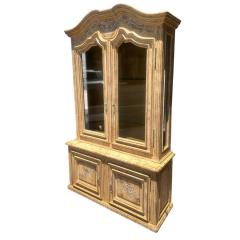 18th C Style Paint Decorated French Country Showcase China Display Cabinet - 4271729