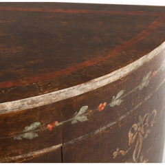 18th C Style Rustic Italian Country Paint Decorated Demilune Console - 3992287