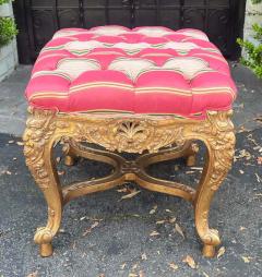 18th C Style Thomas Morgan Giltwood Bench Ottoman Tufted Silk Scalamandre - 3113479