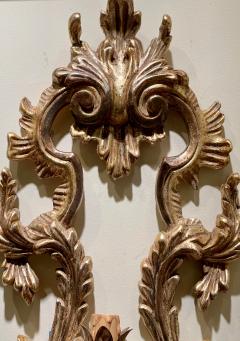 18th C Style White Gold Giltwood Rococo Acanthus Leaf Sconces a Pair - 2309357