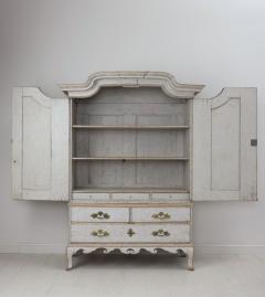 18th C Swedish Rococo Period Two Part Painted Linen Press Cabinet - 2648886