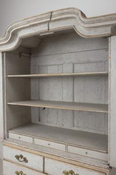 18th C Swedish Rococo Period Two Part Painted Linen Press Cabinet - 2648890
