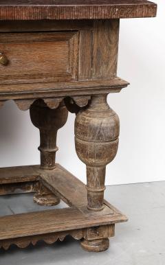 18th C Swedish Stone Top Oak Console Table Detailed edge 1702 - 3568675