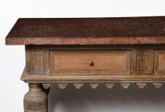 18th C Swedish Stone Top Oak Console Table Detailed edge 1702 - 3568678