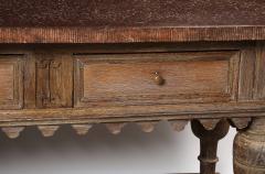 18th C Swedish Stone Top Oak Console Table Detailed edge 1702 - 3568680