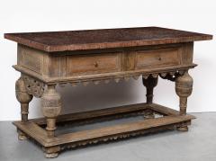 18th C Swedish Stone Top Oak Console Table Detailed edge 1702 - 3568685