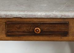 18th C Swedish Stone Top Table with Drawer Oak Stretcher Base c 1750 - 2616408