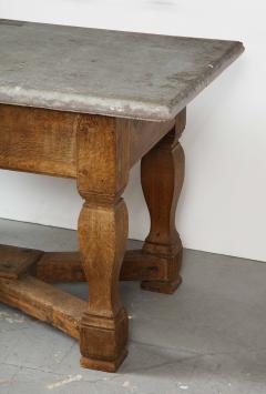 18th C Swedish Stone Top Table with Drawer Oak Stretcher Base c 1750 - 2616419