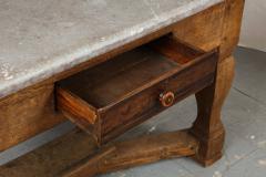 18th C Swedish Stone Top Table with Drawer Oak Stretcher Base c 1750 - 2616421