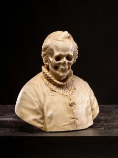 18th C Vanitas Memento Mori Bust carved in marble Italy - 4753358