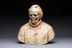 18th C Vanitas Memento Mori Bust carved in marble Italy - 4753361