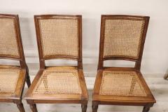 18th Century Antique Louis XVI Walnut Dining Chairs with Vienna Straw Set of 6 - 3394113