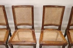 18th Century Antique Louis XVI Walnut Dining Chairs with Vienna Straw Set of 6 - 3394114