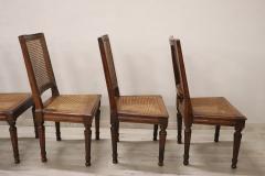 18th Century Antique Louis XVI Walnut Dining Chairs with Vienna Straw Set of 6 - 3394117