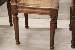 18th Century Antique Louis XVI Walnut Dining Chairs with Vienna Straw Set of 6 - 3394118