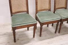 18th Century Antique Louis XVI Walnut Dining Chairs with Vienna Straw Set of 6 - 3394119