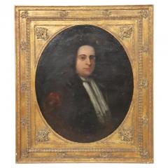 18th Century Antique Oil Painting on Canvas Oval Portrait of a Gentleman - 2791991