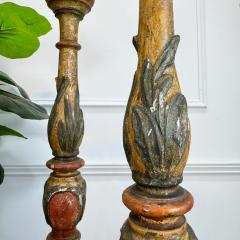 18th Century Baroque Polychrome Wood Candle Sticks - 3892286