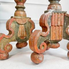 18th Century Baroque Polychrome Wood Candle Sticks - 3892290