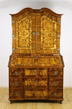 18th Century Baroque Secretaire Writing Cabinet Nutwood Germany ca 1770 - 3386548