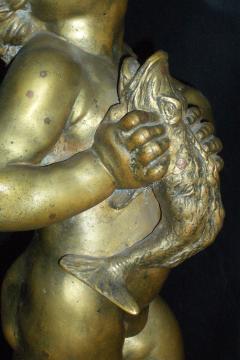 18th Century Bronze Sculpture of a child Putto with Dolphin - 3636861