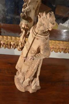 18th Century Carved Wooden Statue of a Torch Bearer - 3524082