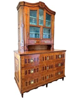 18th Century Cherrywood Vitrine Buffet Commode Inlayed Carved AT ca 1790 - 4791071