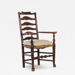 18th Century English Elm Ladder Back Carver Chair - 3613087