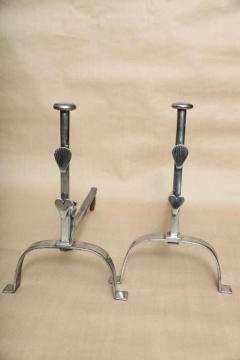 18th Century English Folk Art Andirons in Polished Steel - 662205