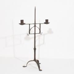 18th Century English Hand Forged Iron Candleholder - 4113876