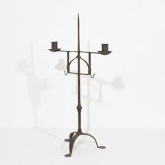 18th Century English Hand Forged Iron Candleholder - 4113880