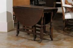 18th Century English Oak Gateleg Drop Leaf Table with Turned Legs and Drake Feet - 3415578