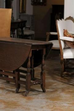 18th Century English Oak Gateleg Drop Leaf Table with Turned Legs and Drake Feet - 3415581