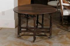 18th Century English Oak Gateleg Drop Leaf Table with Turned Legs and Drake Feet - 3415595