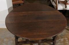 18th Century English Oak Gateleg Drop Leaf Table with Turned Legs and Drake Feet - 3415596