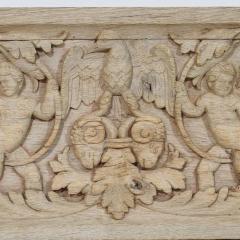 18th Century French Carved Oak Panel Depicting Two Angels And An Eagle - 4121481