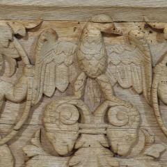18th Century French Carved Oak Panel Depicting Two Angels And An Eagle - 4121505