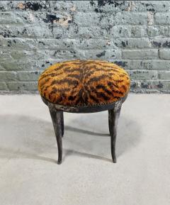 18th Century French Carved Walnut Stool w Gilded Silver Leaf - 3665220