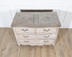 18th Century French Louis XV Bleached Oak Curved Commode with Parquet Top - 4364574