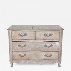 18th Century French Louis XV Bleached Oak Curved Commode with Parquet Top - 4369099