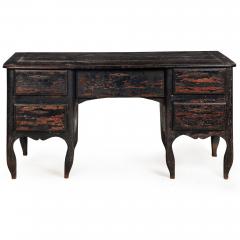 18th Century French Provincial Black Painted Mazarin Pedestal Desk - 4501650