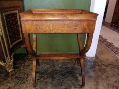 18th Century French Provincial Burl Walnut Lyre Work Table - 1699442