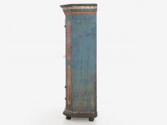18th Century German Bavarian Blue Painted Antique Kas Armoire Cabinet - 1179765