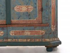 18th Century German Bavarian Blue Painted Antique Kas Armoire Cabinet - 1179767