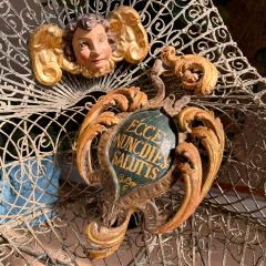 18th Century Giltwood and Polychrome Painted Putti Cherub - 4099809