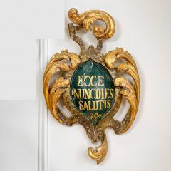 18th Century Giltwood and Polychrome Painted Shield ECCE NUNCDIES SALUTIS - 4099787