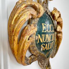 18th Century Giltwood and Polychrome Painted Shield ECCE NUNCDIES SALUTIS - 4099790