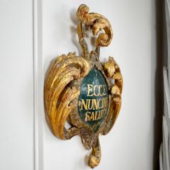 18th Century Giltwood and Polychrome Painted Shield ECCE NUNCDIES SALUTIS - 4099791