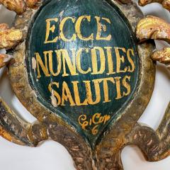 18th Century Giltwood and Polychrome Painted Shield ECCE NUNCDIES SALUTIS - 4099794